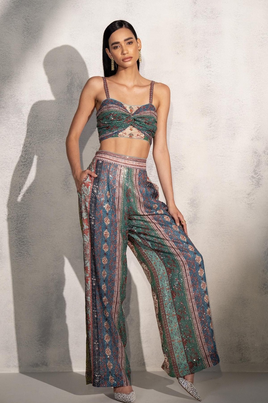 Buy Ranna Gill Geometric Printed Pants, Multi Color Women